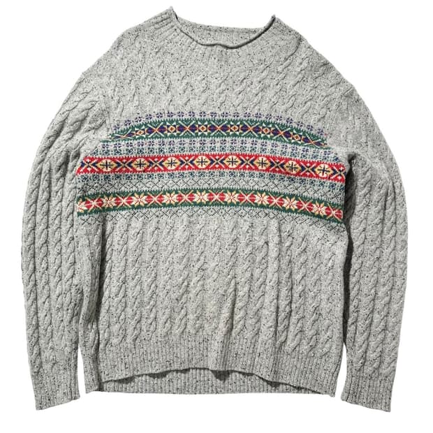 빔즈 플러스 페어아일 케이블 하이넥 니트