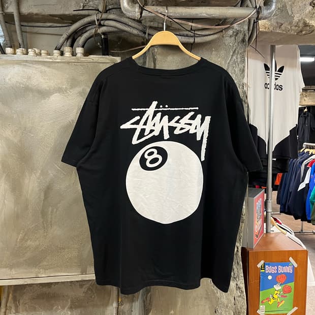 스투시 에잇볼 빅로고 반팔티 블랙 XL #csz2888