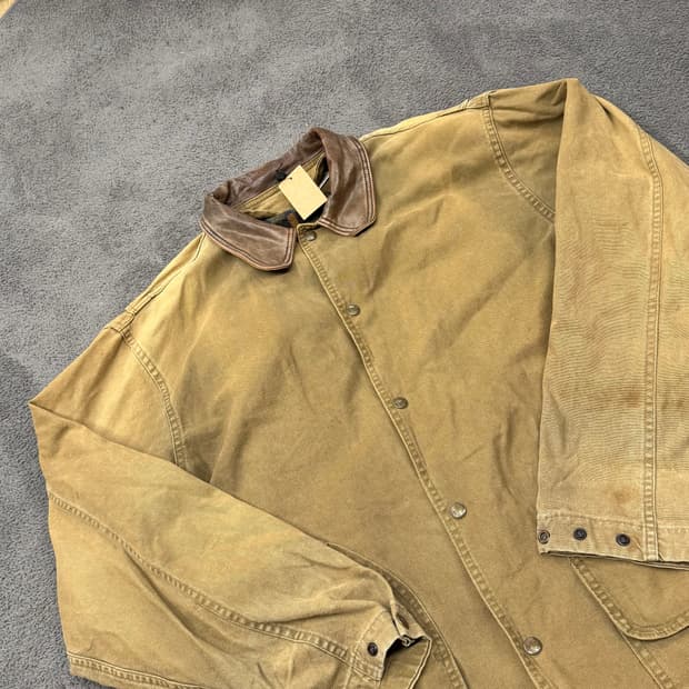 [정품/L] 90'S WOOLRICH USA 가죽카라 헌팅 자켓