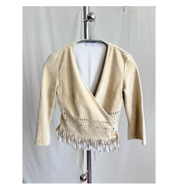 Morgan 프린지 펀칭 웨스턴 가디건 자켓