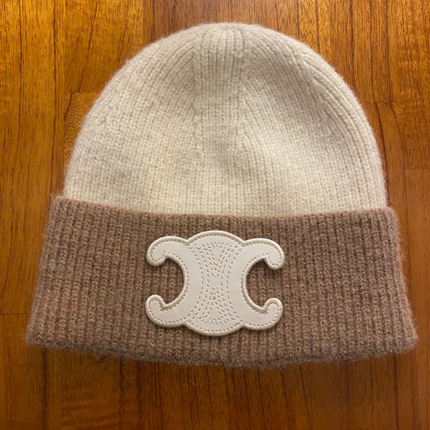 셀린느 트리오페 비니 아이보리/브라운