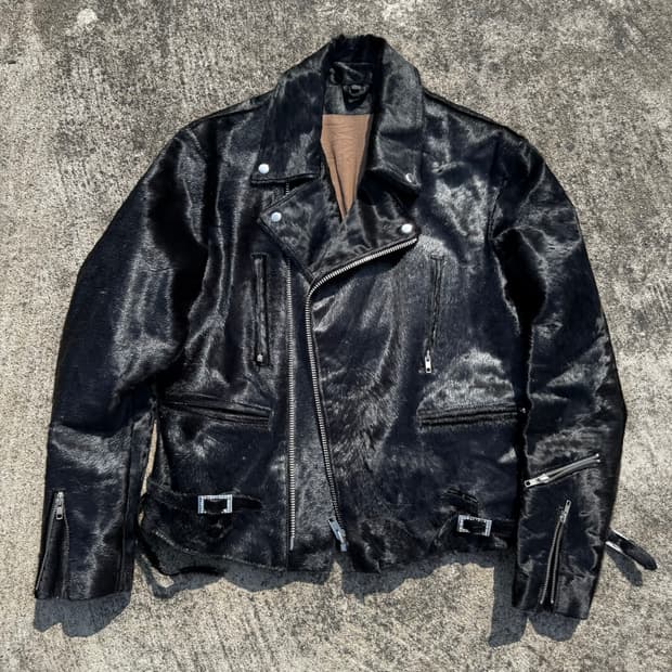 [XL] Unknown Calfskin 송치 가죽 레더 라이더 자켓