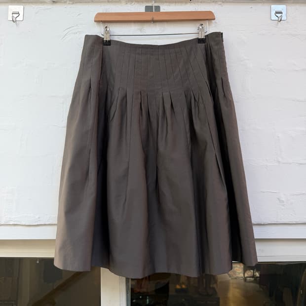 PRADA 프라다 실크 울 블렌드 플리츠 스커트 42