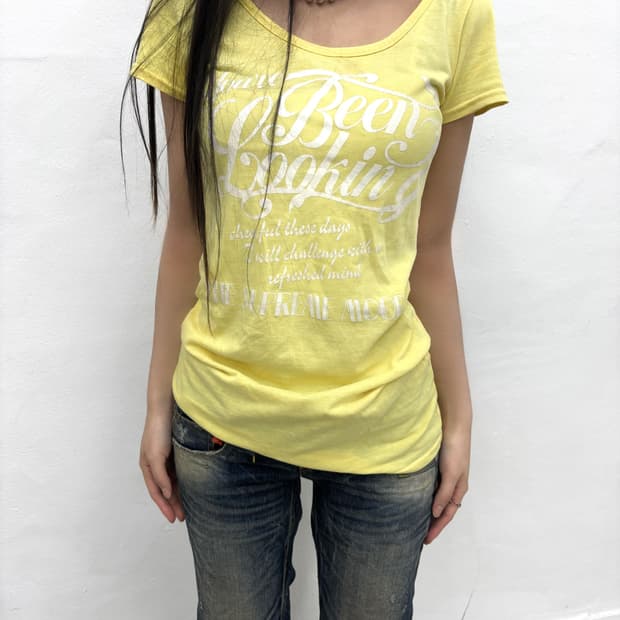 Park girl vivid yellow y2k mood top 