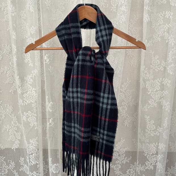 F) 버버리 빈티지 체크 램스울 머플러 네이비