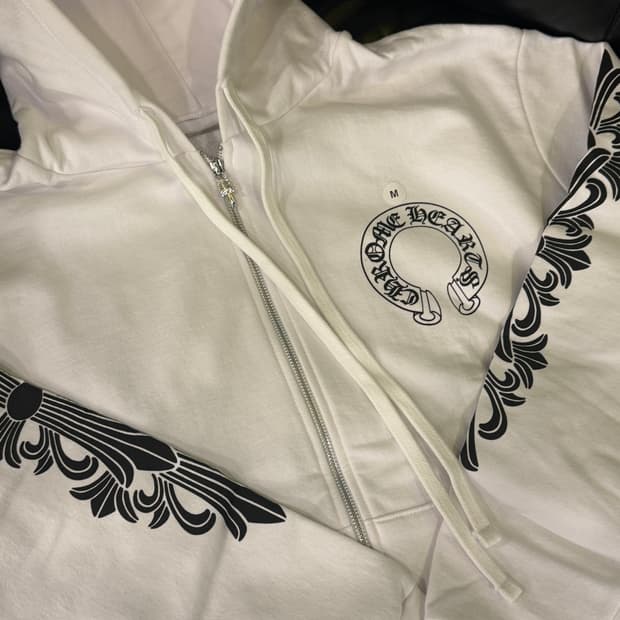 크롬하츠 홀스슈 플로랄 후드집업 화이트 M 