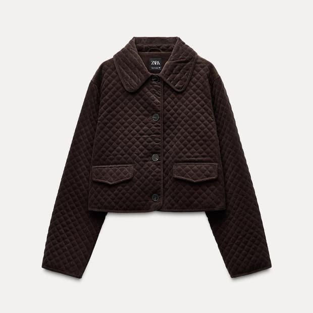 새상품 [s] 자라 퀼티드 퀼팅 코듀로이 자켓 브라운