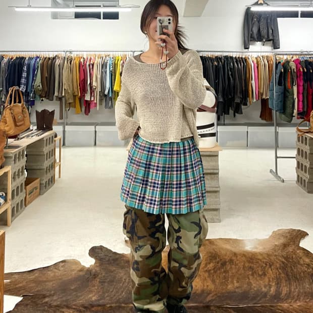 VTG kitch check skirt 일본 빈티지 키치 스커트