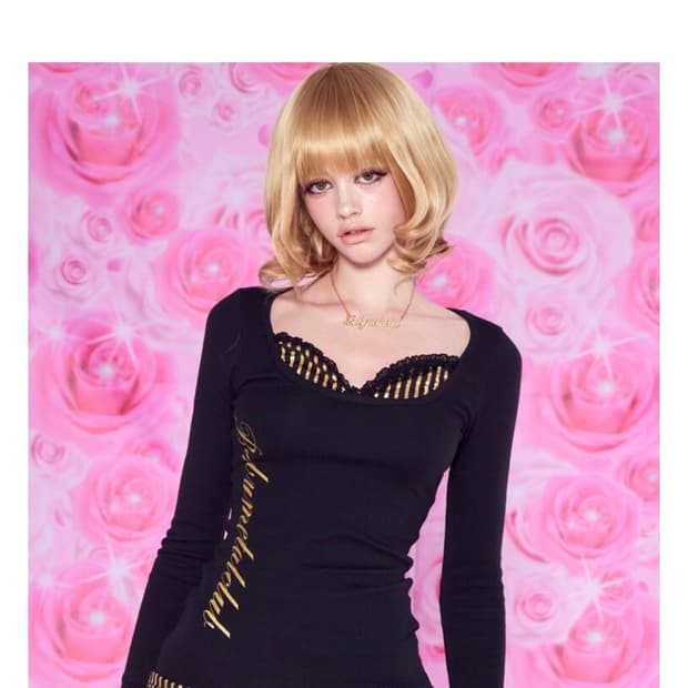 베이비메탈클럽 Disco frill top 블랙 롱슬리브탑 베메클