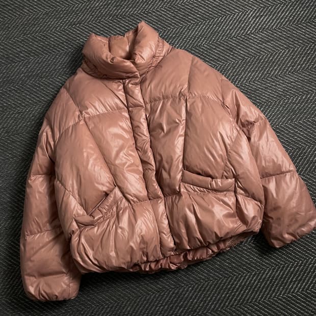 베네통 우먼스 글로시 덕 다운 패딩 점퍼y 4398