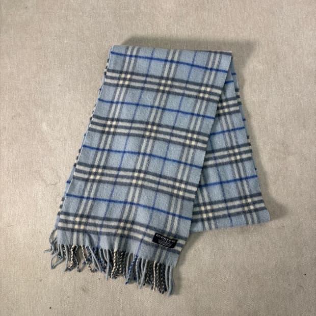 버버리 노바체크 램스울 스카이블루 머플러