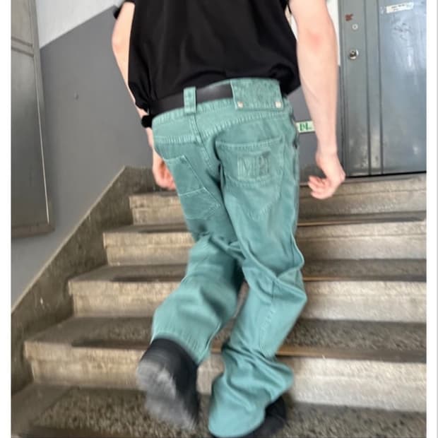 (사이즈교환) L>m 플라스틱프로덕트 에메랄드 포켓 팬츠 L