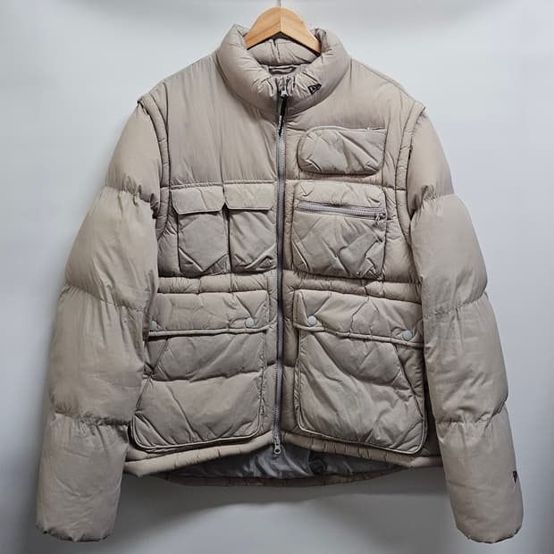 뉴에라 베이지 포켓 패딩 점퍼 100 조끼분리가능