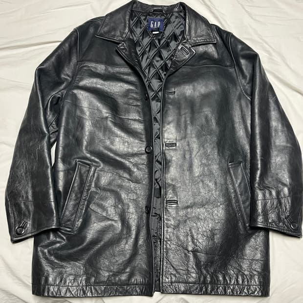 [L] GAP 올드 갭 레더 카코트 블랙