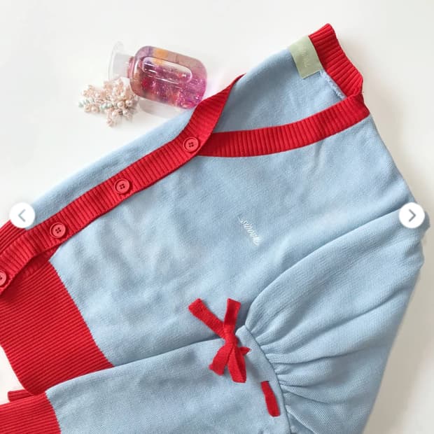 Sinoon 시눈 리본 배색 가디건