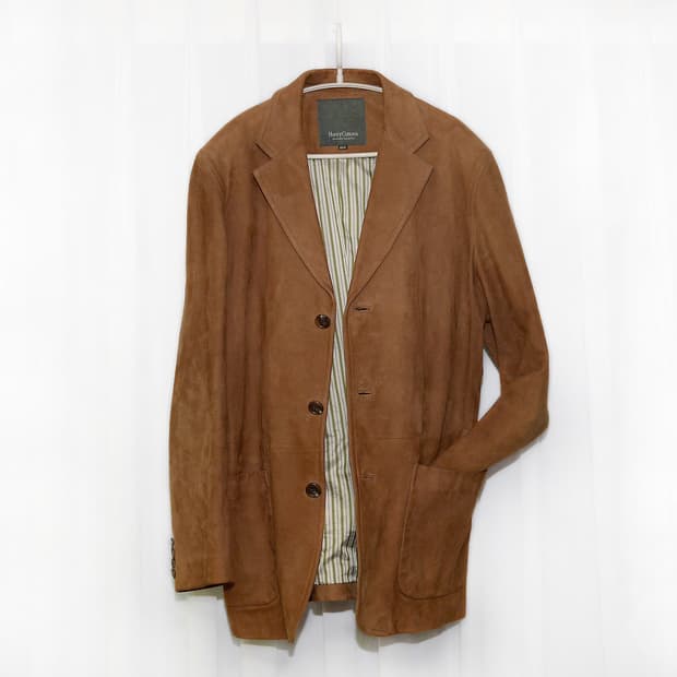 헨리코튼 고트스킨 누벅 스웨이드 레더 블레이저 자켓 (100)