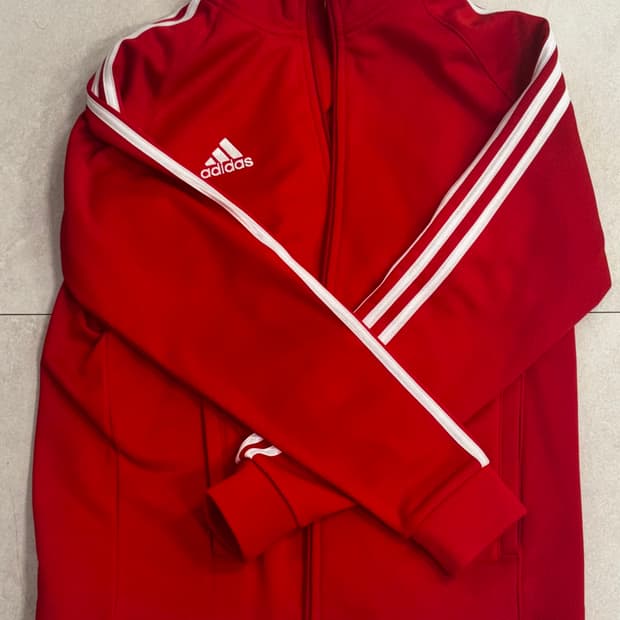 아디다스 레드 기모 져지 트랙탑