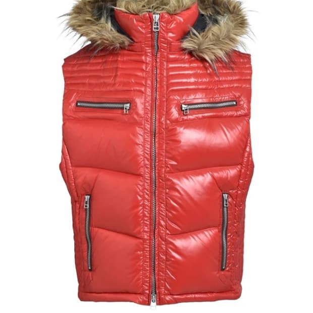 BREATH 퍼 샤이니 다운 베스트 레드 XL