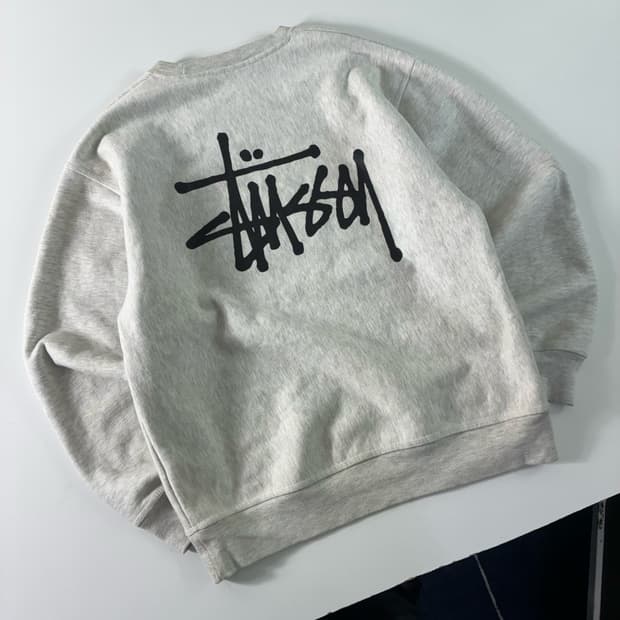 Stussy  스투시 베이직 피그먼트 다이드 그레이 맨투맨