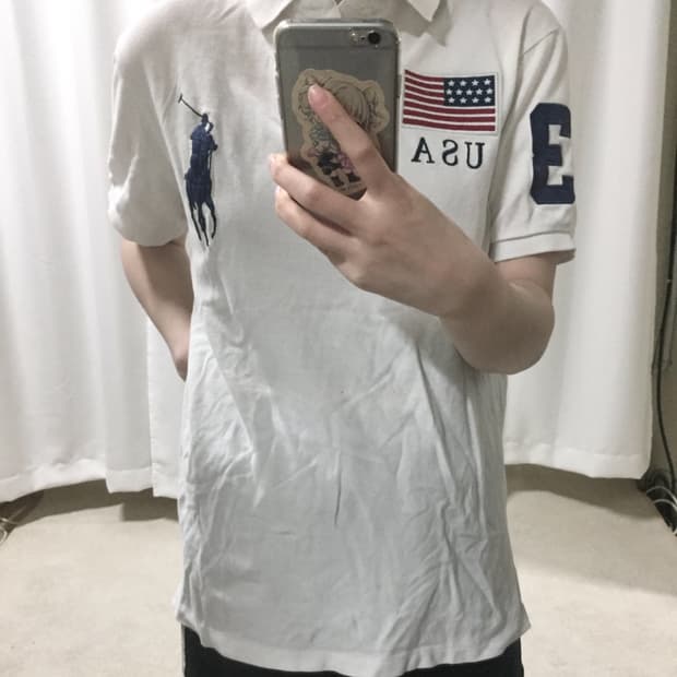 폴로 랄프로렌 USA 화이트 빅포니 카라 치프키프 PK 반팔 티