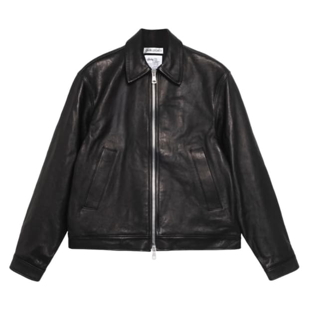 스투시 x 아워레가시 워크샵 블루종 자켓 레더 블랙