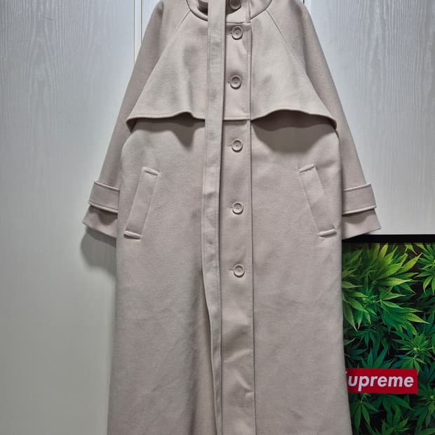 JPN빈티지.아이보리 케이프 롱 코트