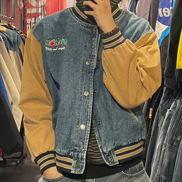 [IM] vtg 데님 바시티 자켓 