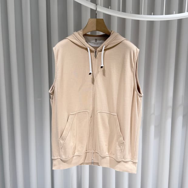 (A+/XL) / 브루넬로 쿠치넬리 코튼 후드 집업 베스트 조끼