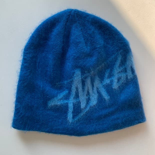 스투시 브러쉬드 아웃 스탁 스컬캡 비니 블루
