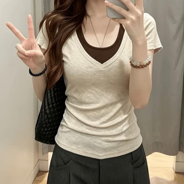 레이어드 브라운 반팔