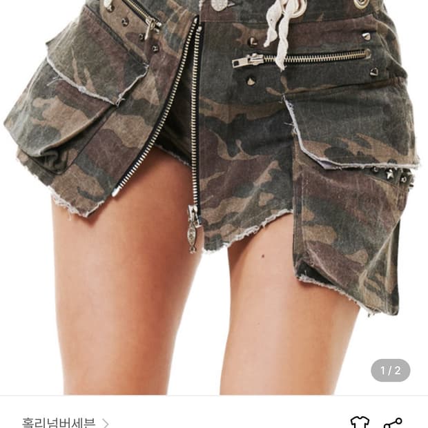 홀리넘버세븐 밀리터리 카고치마 반바지