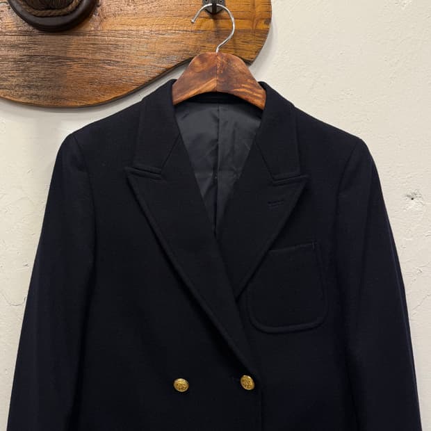 44) J.PRESS Double-Breasted Navy Wool Bl