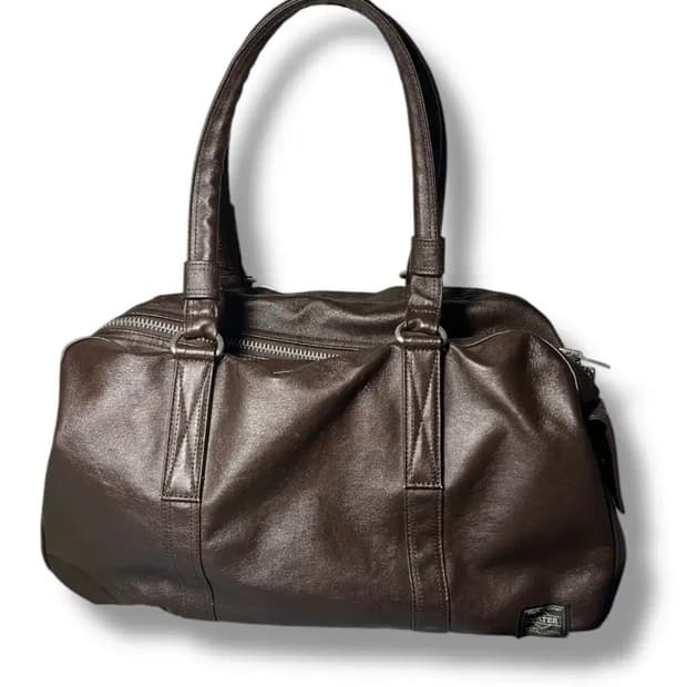 요시다포터 브라운 가죽 토트백