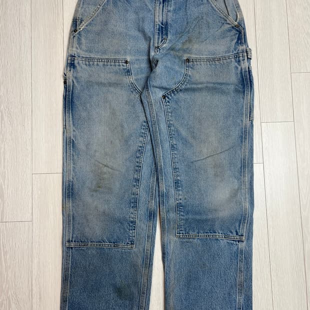 빈티지 칼하트 더블니 연청 34x32