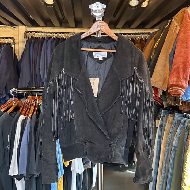 90s 헤비리얼레더 스웨이드 프린지 자켓