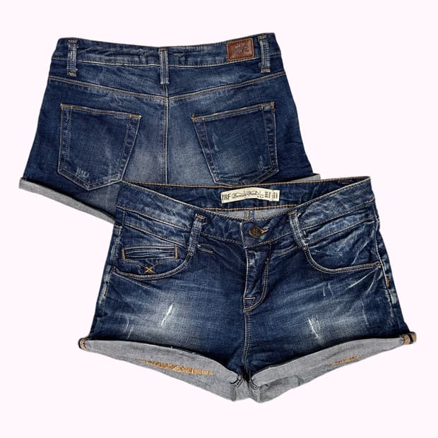 vintage washing denim shorts