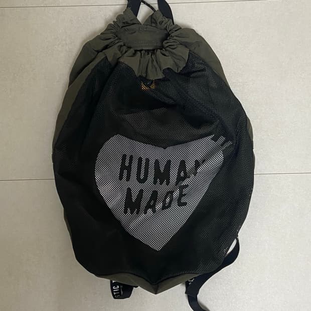 휴먼메이드 드로우스트링 백팩 올리브 드랩