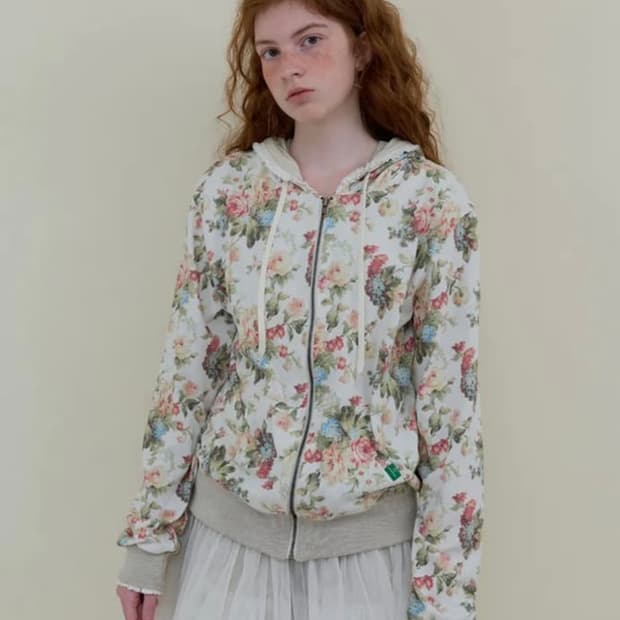 노컨텐츠 플라워 레이스집업