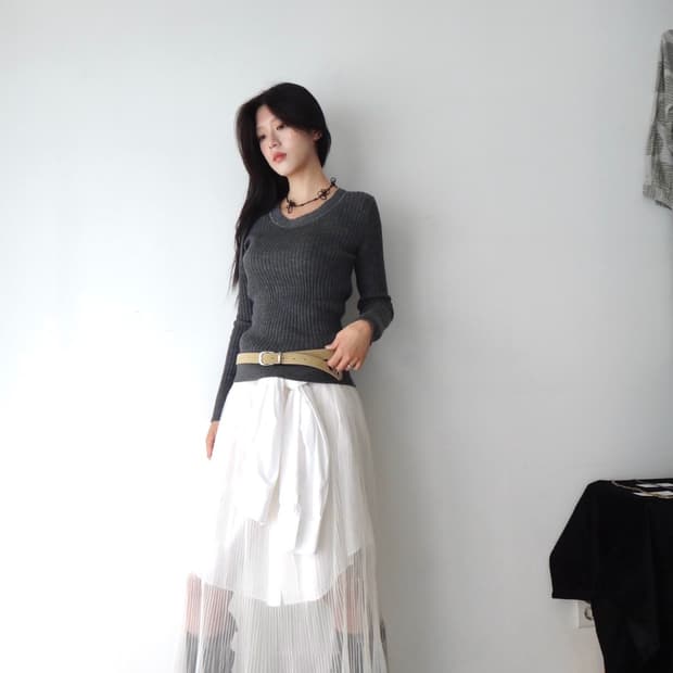 MICHEL KLEIN twinkle slim knit / grey