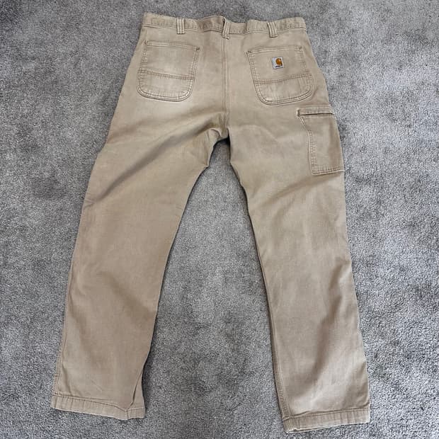 칼하트 라이트 베이지 코튼 카펜터 워크 팬츠(38)
