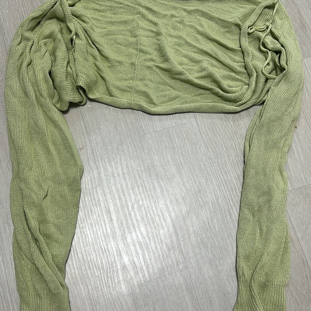 긴팔 연두색 볼레로 가디건