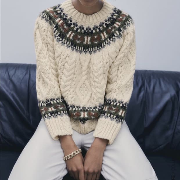 S) ZARA 자라 노르딕 니트 스웨터 케이블 니트 스웨터