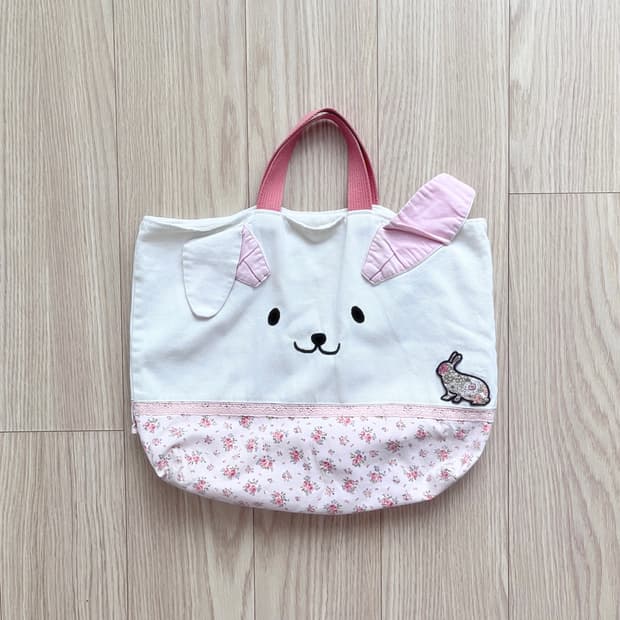 핑크 토끼 플라워 크로셰 토트백