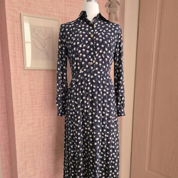 [빈티지/고급] 벨 카리브(Belle Carib) 패턴 롱 원피스 (상태