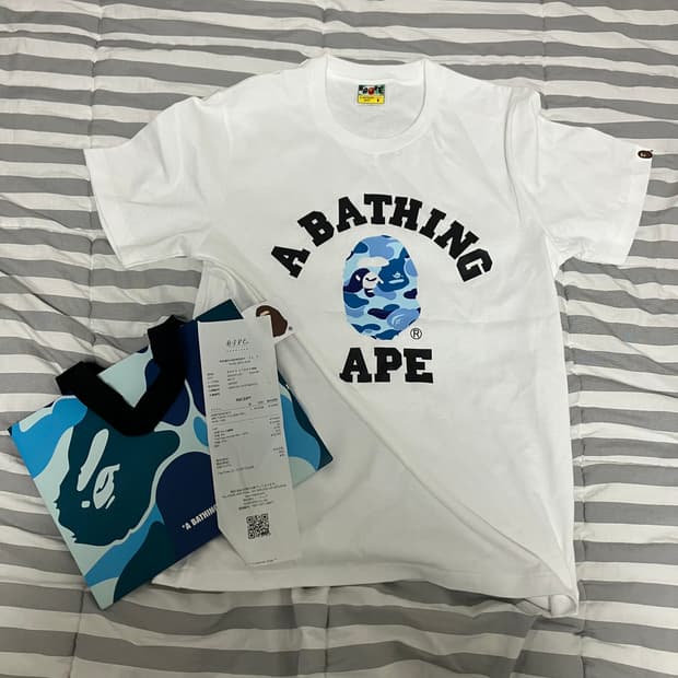 베이프 ABC 카모 흰색 파랑 블루 반팔티 ladies s사이즈