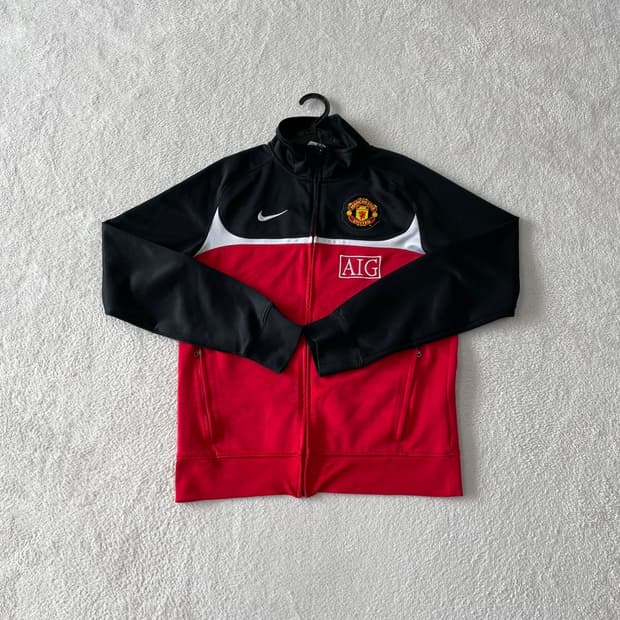 M 나이키 맨유 AIG 트랙탑 검빨 져지