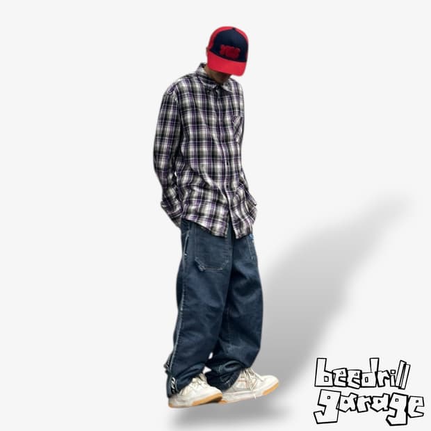 에드윈 퍼플 체크셔츠