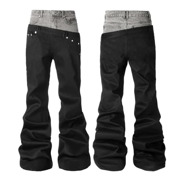 Two Tone Layered Bootcut Jeans