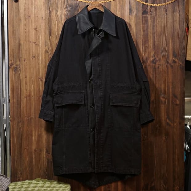 송지오 옴므 레더 디테쳐블 데님 코트