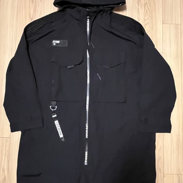 라이프워크 블랙 후드 코트 L